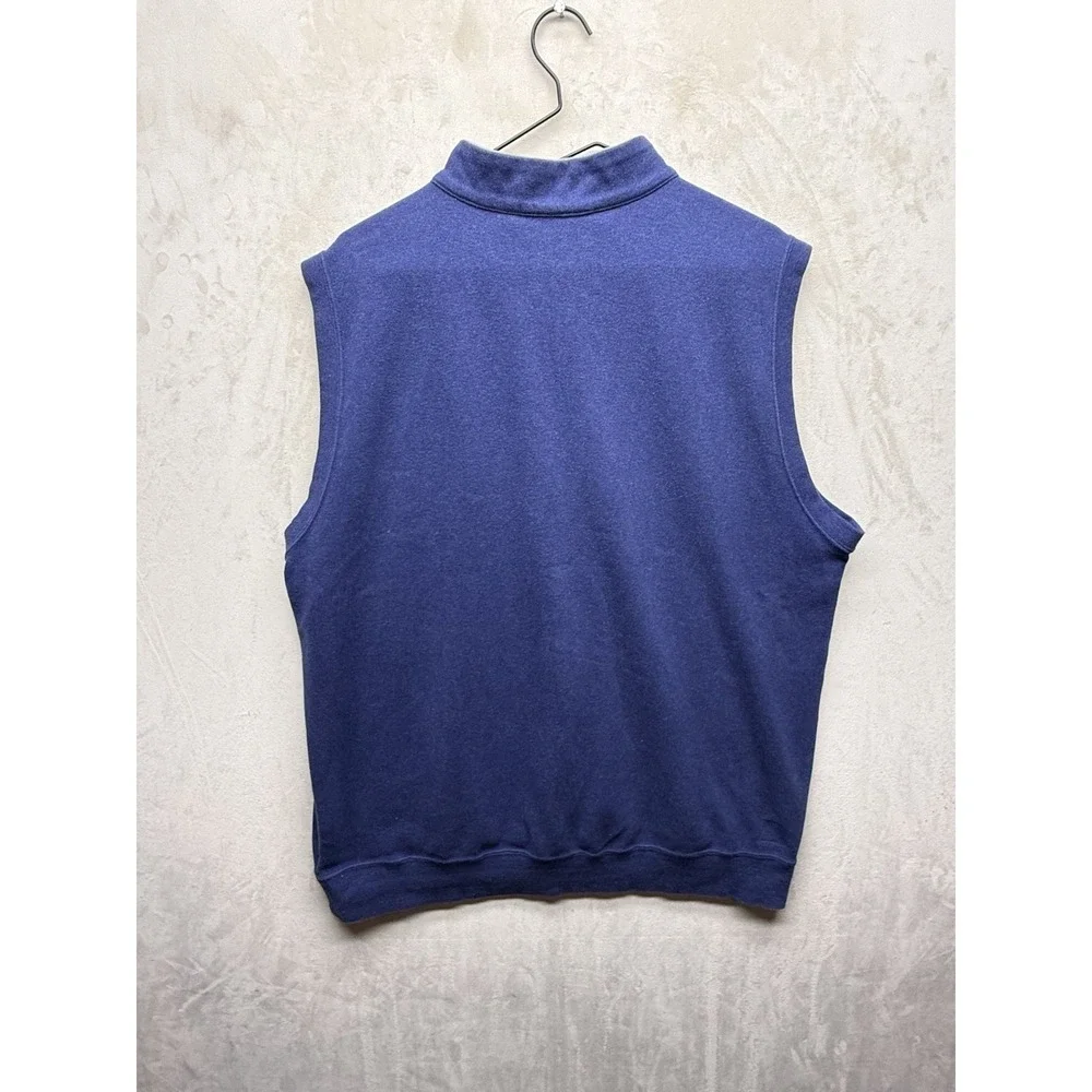 Peter Millar Quarter Zip Sweater Vest Mens XXL Blue Golf Solid Cotton Pullover